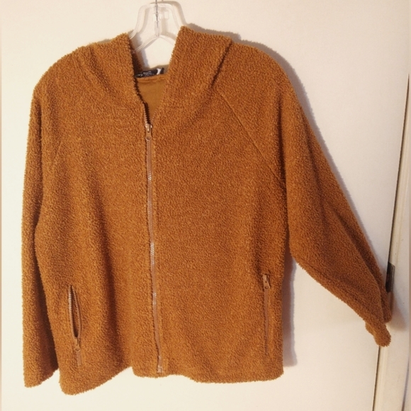 SOHO GIRLS PLUS SIZE 1XL RUST COLOR TEDDY HOODIE SOFT, COZY,  POCKETS, ZIPPER UP - Picture 2 of 8